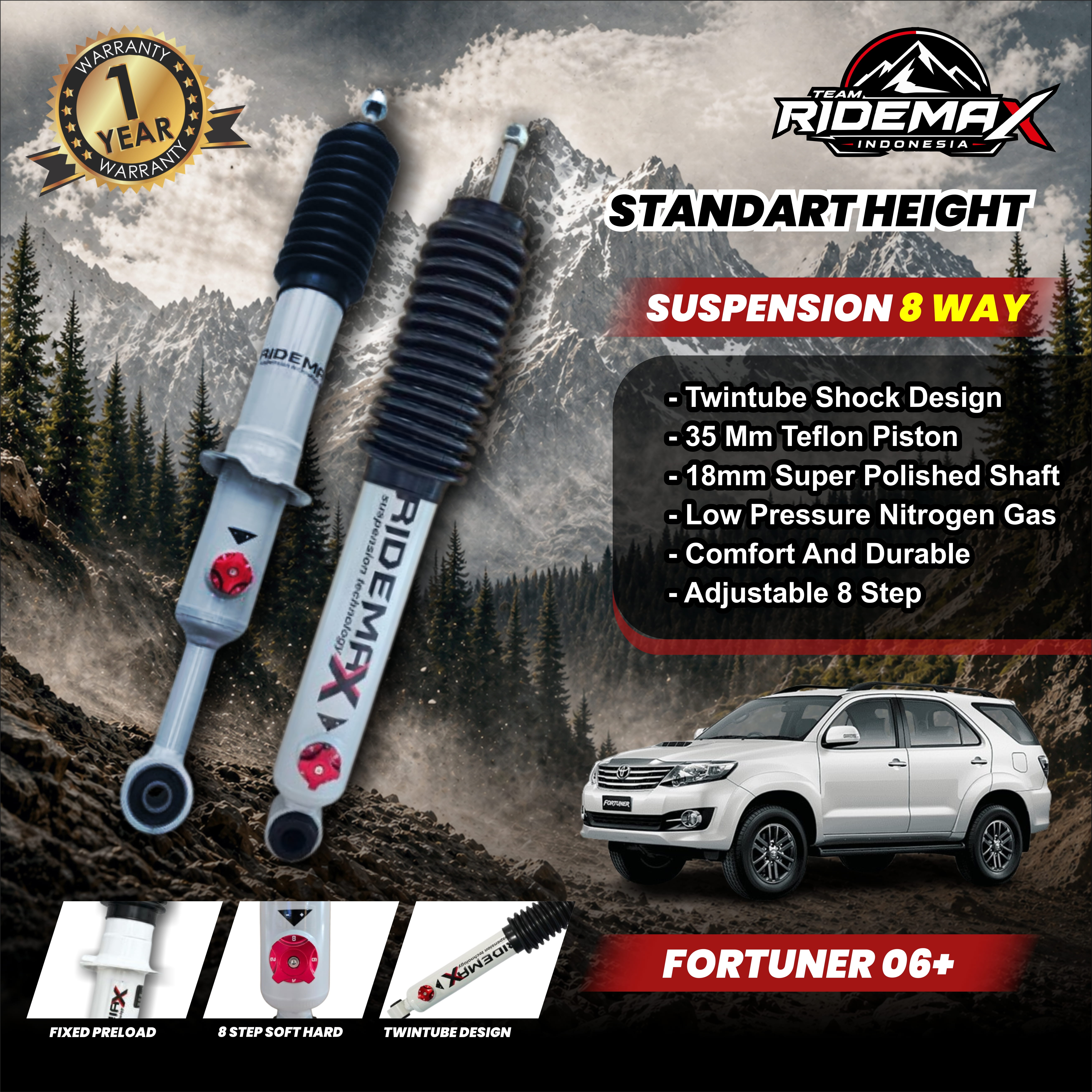 PROFENDER RIDEMAX 8 STEP TOYOTA FORTUNER 06+