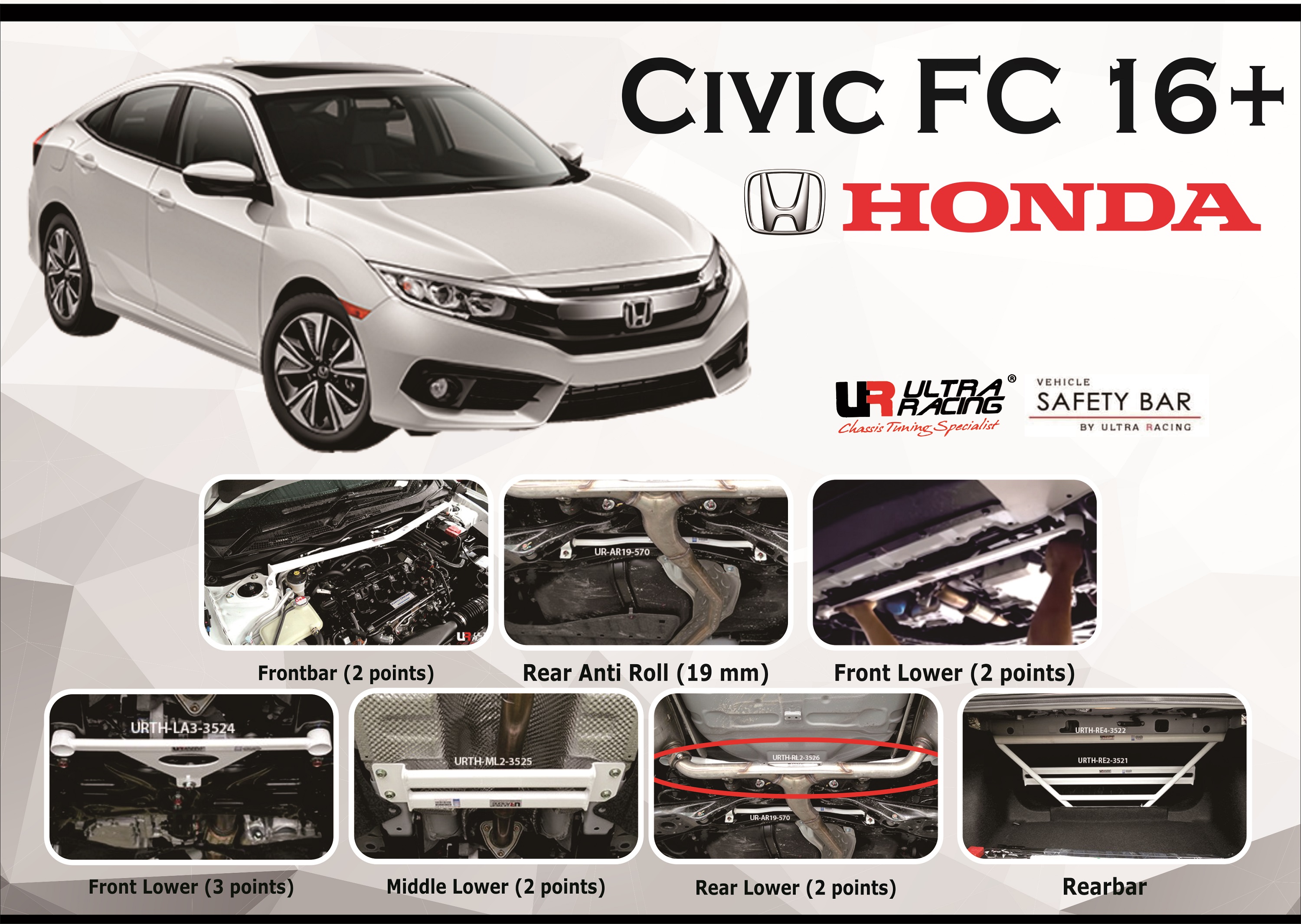 ULTRA RACING STABILISER BAR HONDA CIVIC FC SEDAN 16+