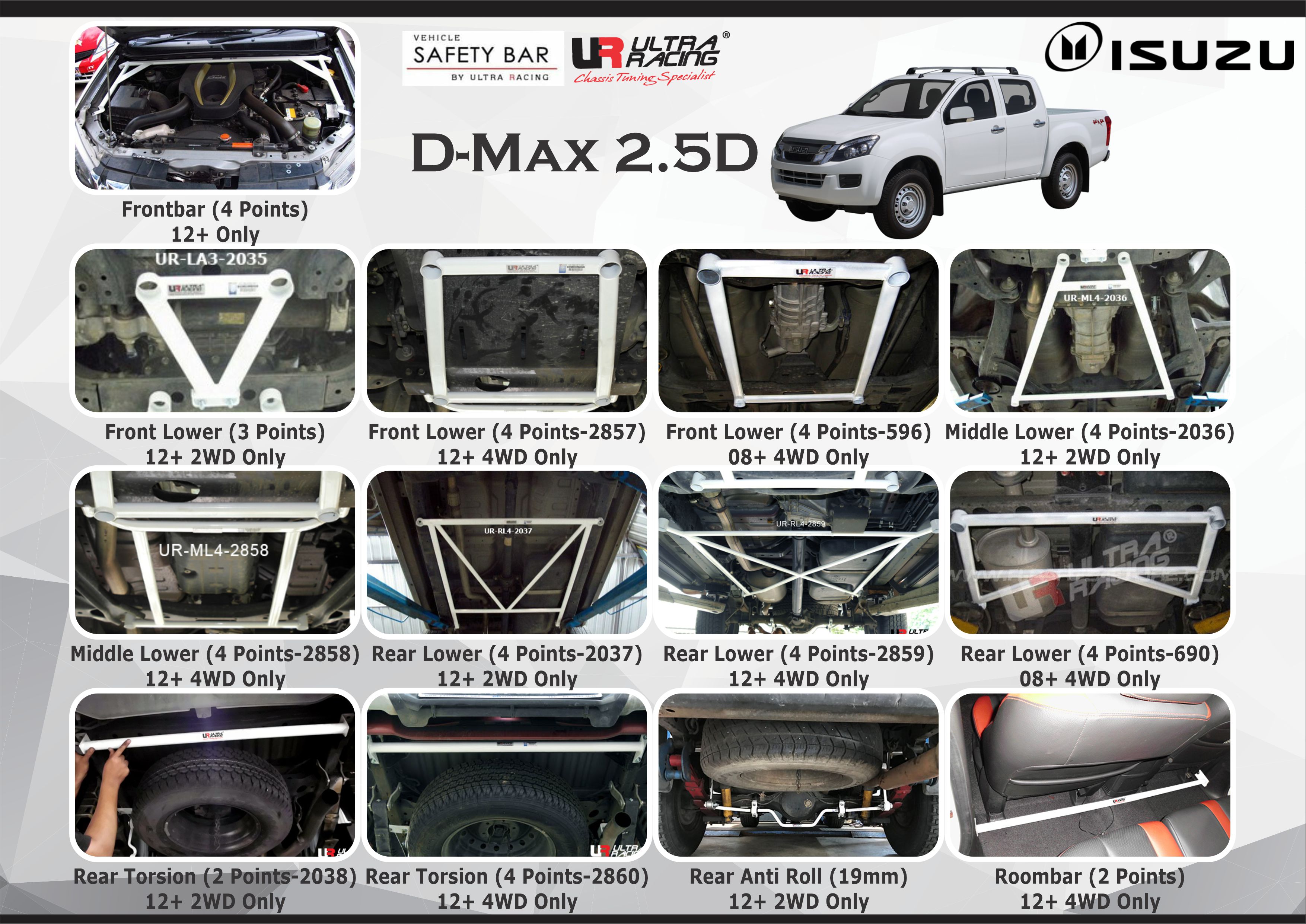 ULTRA RACING STABILISER BAR ISUZU DMAX 2.5D 12+