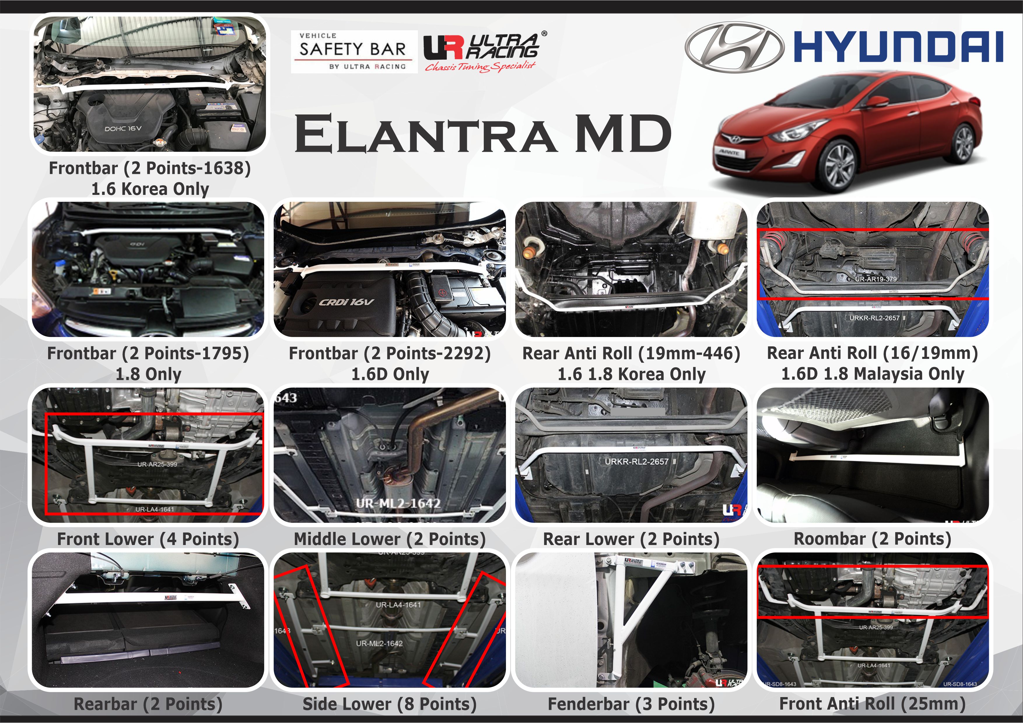ULTRA RACING STABILISER BAR HYUNDAI ELANTRA 10+