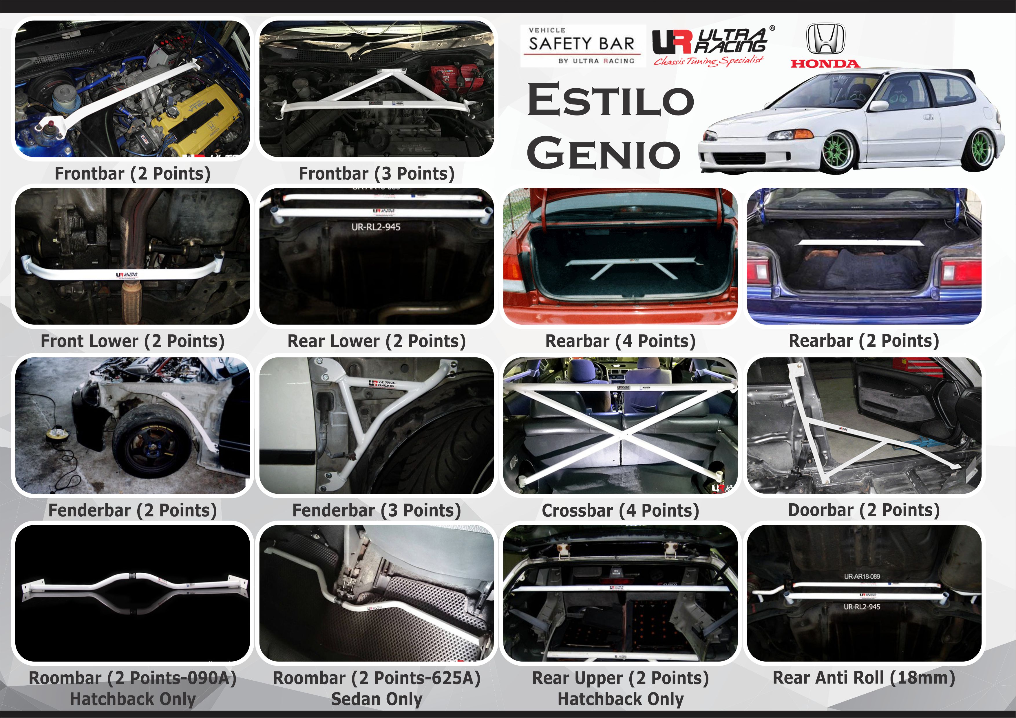 ULTRA RACING STABILISER BAR HONDA CIVIC EG ESTILO GENIO 91+