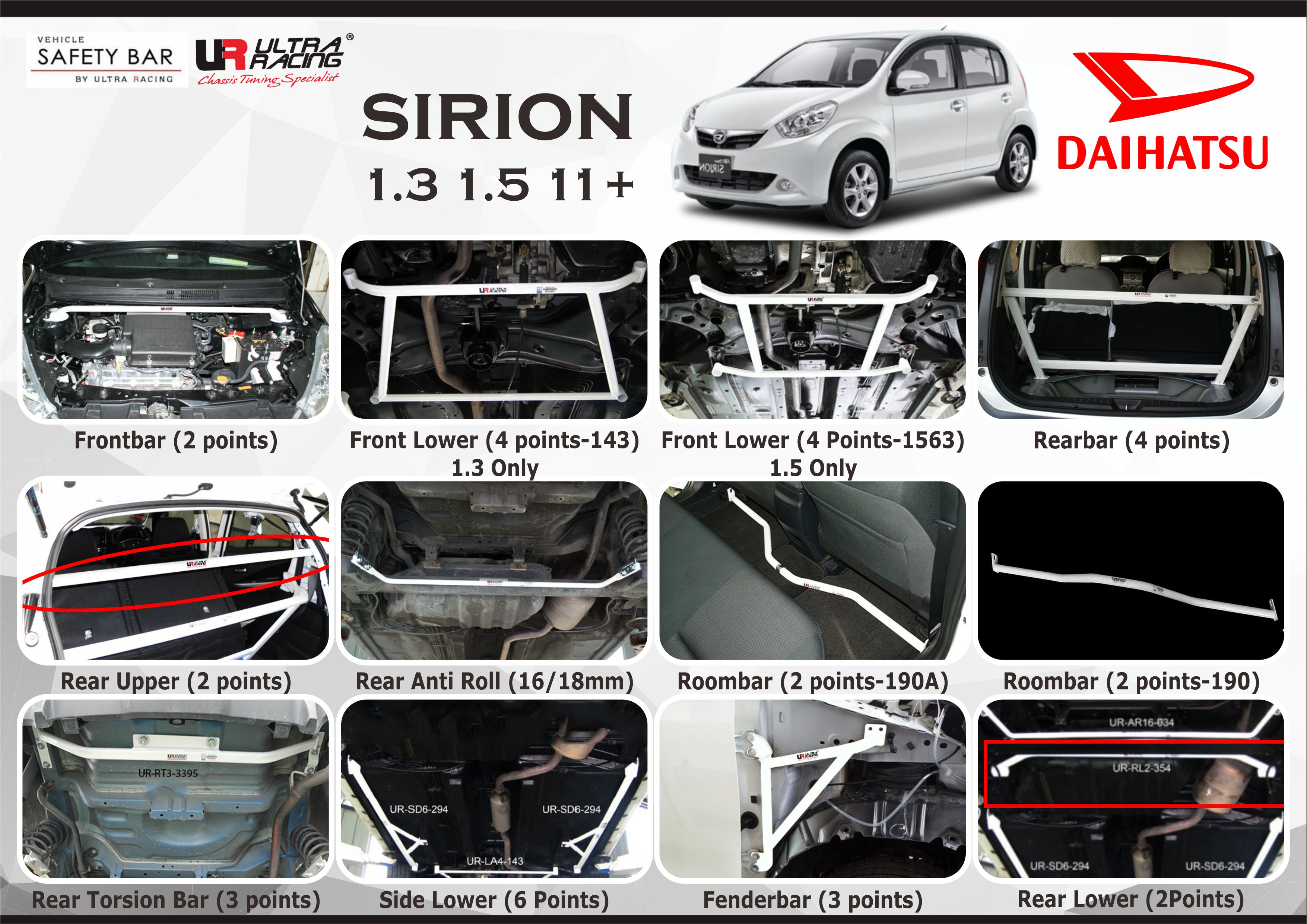 ULTRA RACING STABILISER BAR DAIHATSU SIRION 12+