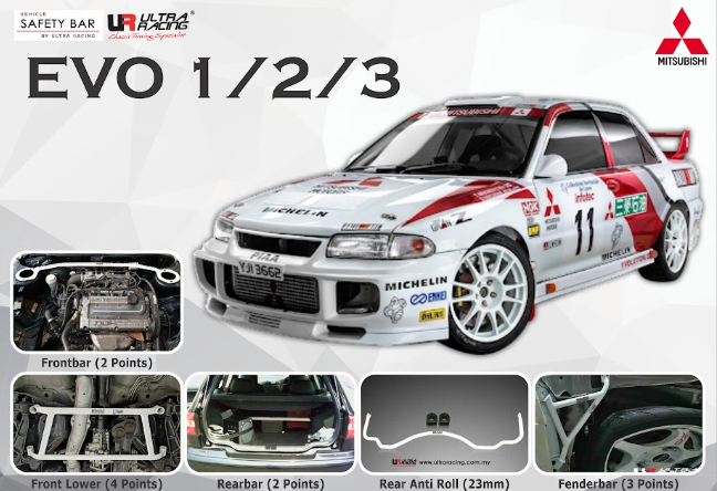 ULTRA RACING STABILISER BAR MITSUBISHI EVO 1/2/3