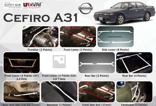 ULTRA RACING STABILISER BAR NISSAN Cefiro A31 88+