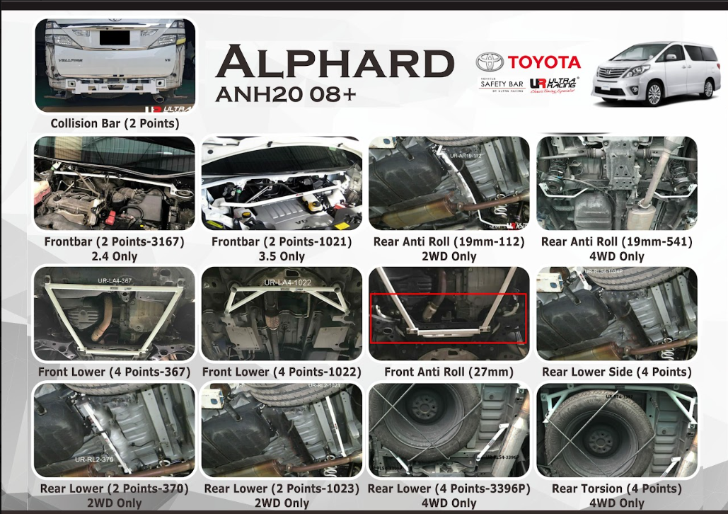 ULTRA RACING STABILISER BAR TOYOTA ALPHARD 08+