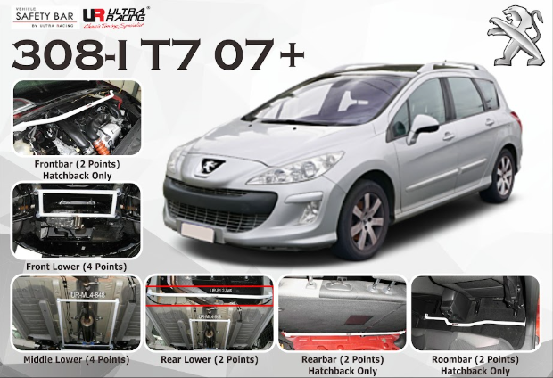 ULTRA RACING STABILISER BAR PEUGEOT 308 (T7) 1.6T 07+