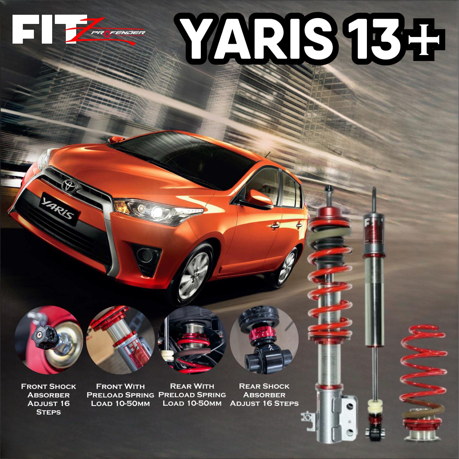 PROFENDER COILOVER FITZ SERIES TOYOTA YARIS 14+