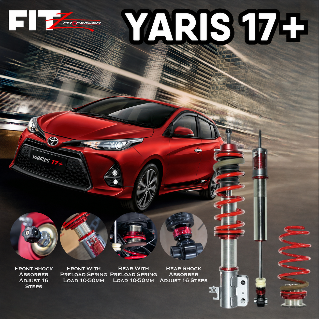 PROFENDER COILOVER FITZ SERIES FITZ TOYOTA YARIS 18+